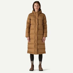 Patagonia Women’s L Silent Down Long Parka Deer Brown NWT